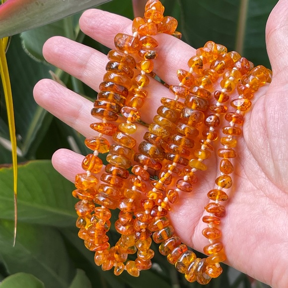 Genuine natural unheated Baltic honey amber long heavy necklace - Picture 10 of 13